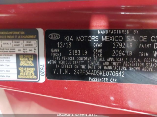 Photo 8 VIN: 3KPF54AD5KE070642 - KIA FORTE 