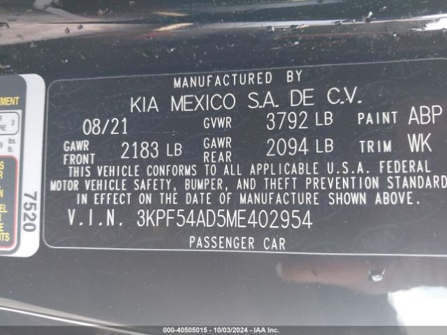 Photo 8 VIN: 3KPF54AD5ME402954 - KIA FORTE 