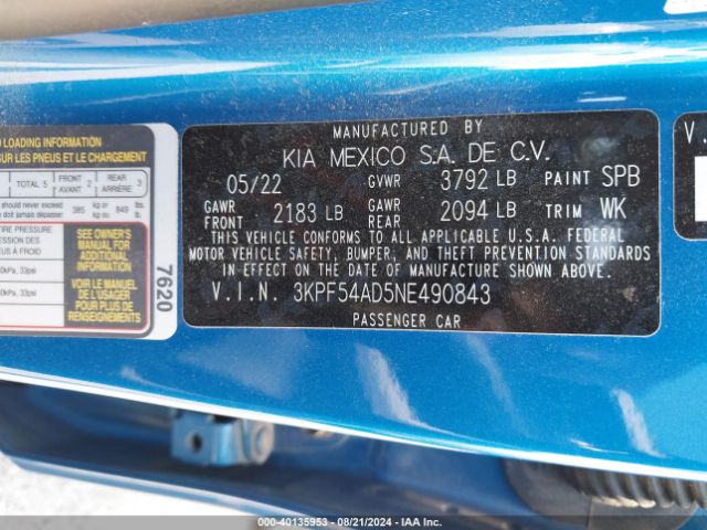 Photo 8 VIN: 3KPF54AD5NE490843 - KIA FORTE 