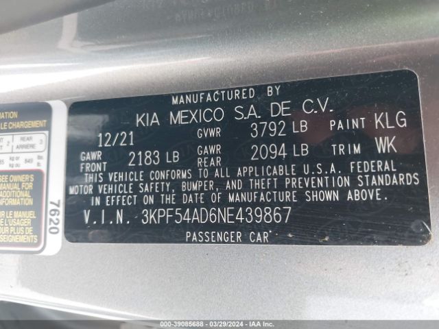 Photo 8 VIN: 3KPF54AD6NE439867 - KIA FORTE 