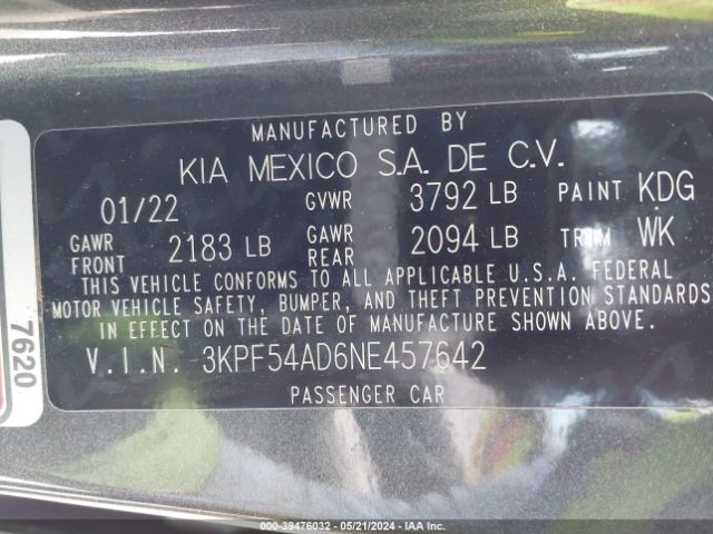 Photo 8 VIN: 3KPF54AD6NE457642 - KIA FORTE 