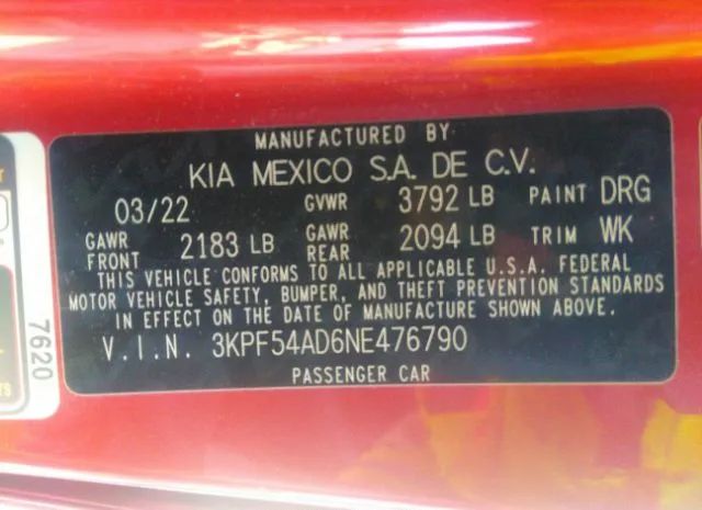 Photo 8 VIN: 3KPF54AD6NE476790 - KIA FORTE 