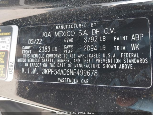 Photo 8 VIN: 3KPF54AD6NE499678 - KIA FORTE 