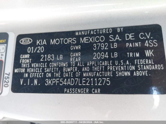 Photo 8 VIN: 3KPF54AD7LE211275 - KIA FORTE 