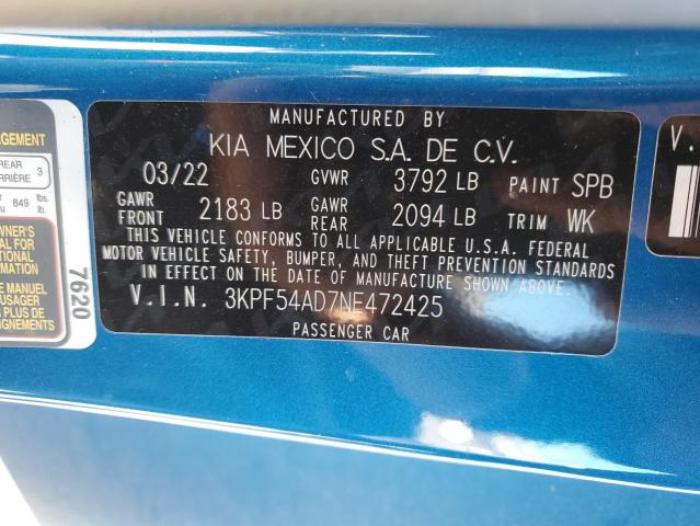 Photo 12 VIN: 3KPF54AD7NE472425 - KIA FORTE GT L 