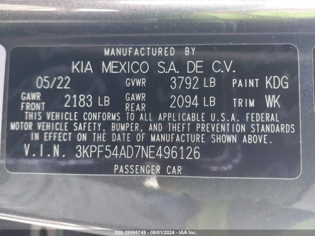 Photo 8 VIN: 3KPF54AD7NE496126 - KIA FORTE 