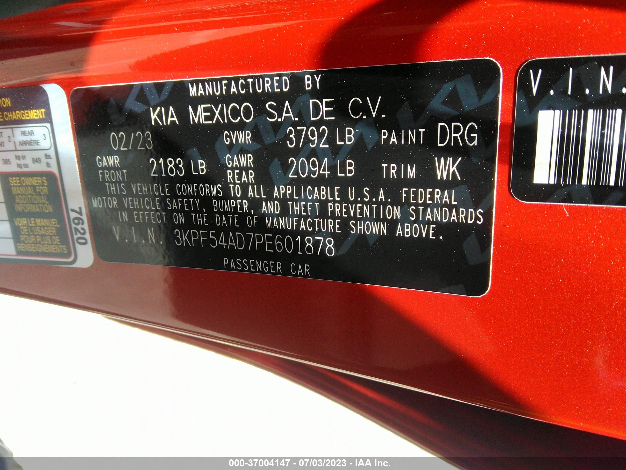 Photo 8 VIN: 3KPF54AD7PE601878 - KIA FORTE 