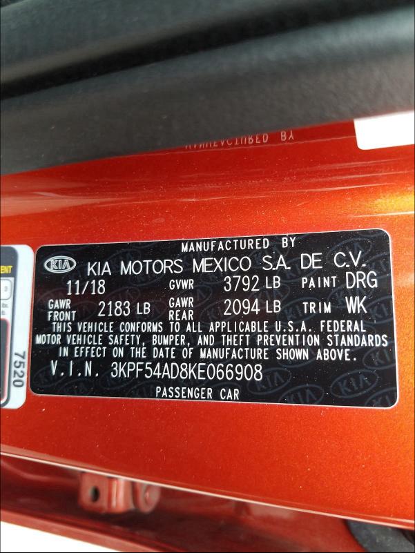 Photo 9 VIN: 3KPF54AD8KE066908 - KIA FORTE EX 