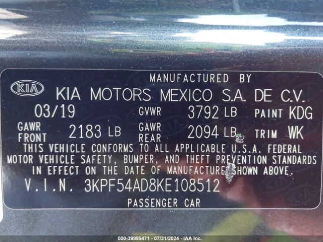 Photo 8 VIN: 3KPF54AD8KE108512 - KIA FORTE 