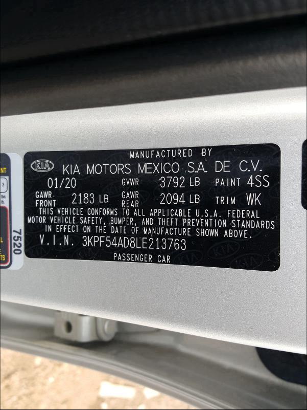 Photo 9 VIN: 3KPF54AD8LE213763 - KIA FORTE EX 