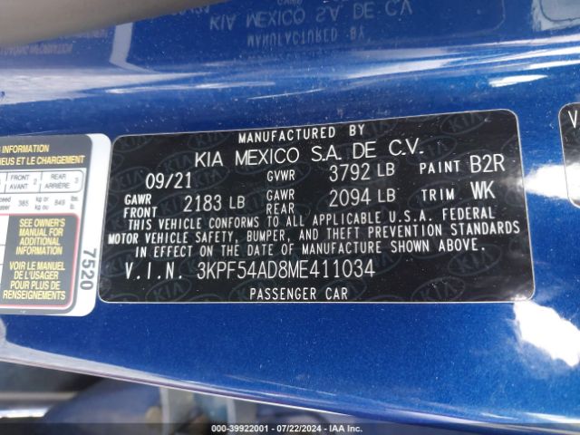 Photo 8 VIN: 3KPF54AD8ME411034 - KIA FORTE 