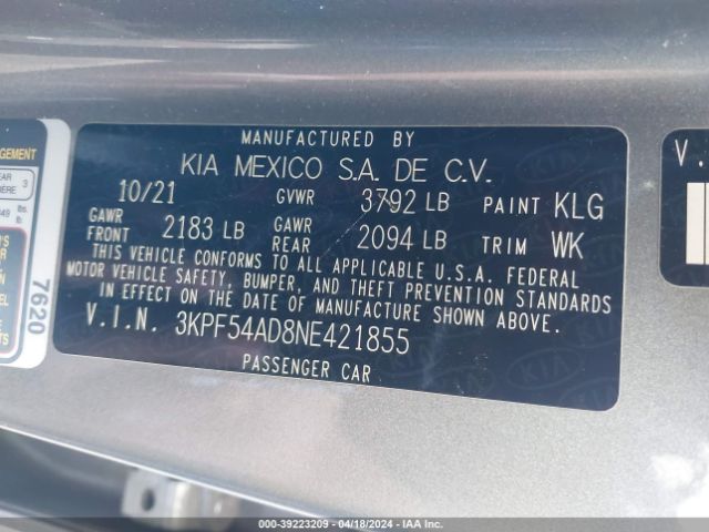 Photo 8 VIN: 3KPF54AD8NE421855 - KIA FORTE 