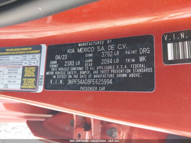 Photo 8 VIN: 3KPF54AD8PE625994 - KIA FORTE 