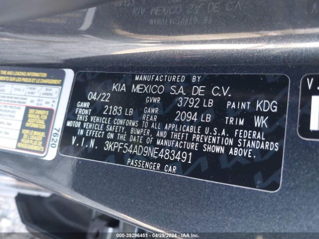 Photo 8 VIN: 3KPF54AD9NE483491 - KIA FORTE 