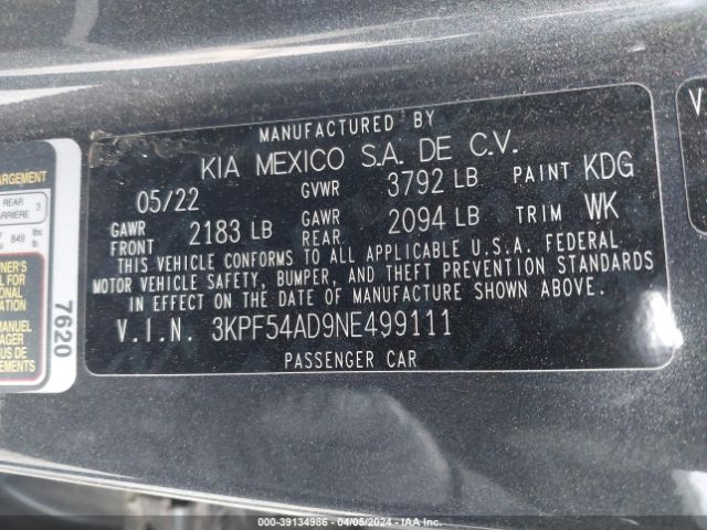 Photo 8 VIN: 3KPF54AD9NE499111 - KIA FORTE 