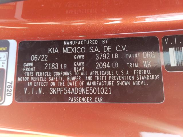 Photo 11 VIN: 3KPF54AD9NE501021 - KIA FORTE GT L 