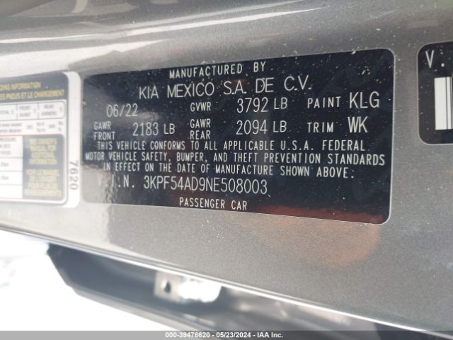 Photo 8 VIN: 3KPF54AD9NE508003 - KIA FORTE 