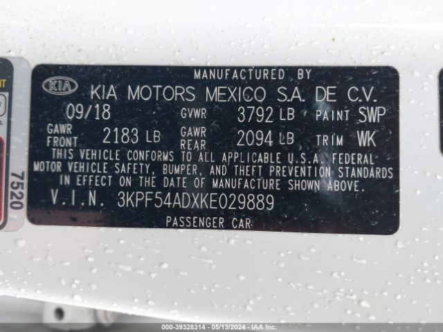 Photo 8 VIN: 3KPF54ADXKE029889 - KIA FORTE 