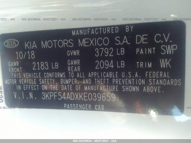 Photo 8 VIN: 3KPF54ADXKE039659 - KIA FORTE 