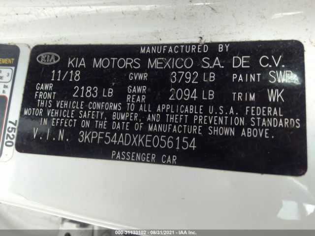 Photo 8 VIN: 3KPF54ADXKE056154 - KIA FORTE 