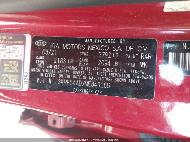 Photo 8 VIN: 3KPF54ADXME349166 - KIA FORTE 