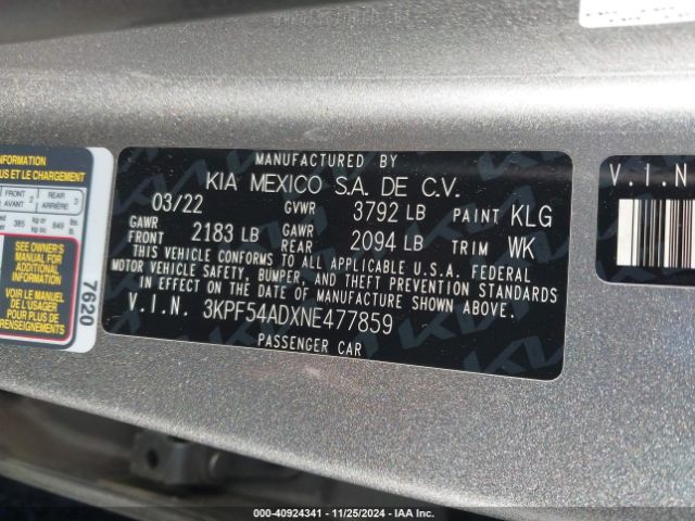 Photo 8 VIN: 3KPF54ADXNE477859 - KIA FORTE 