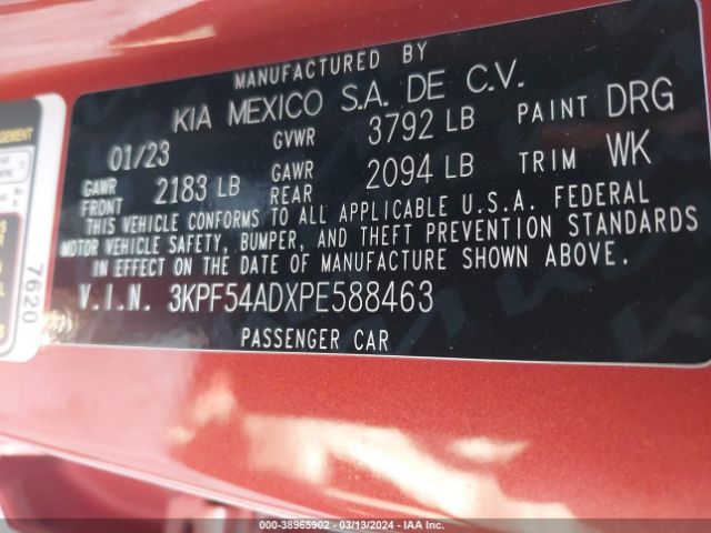 Photo 8 VIN: 3KPF54ADXPE588463 - KIA FORTE 