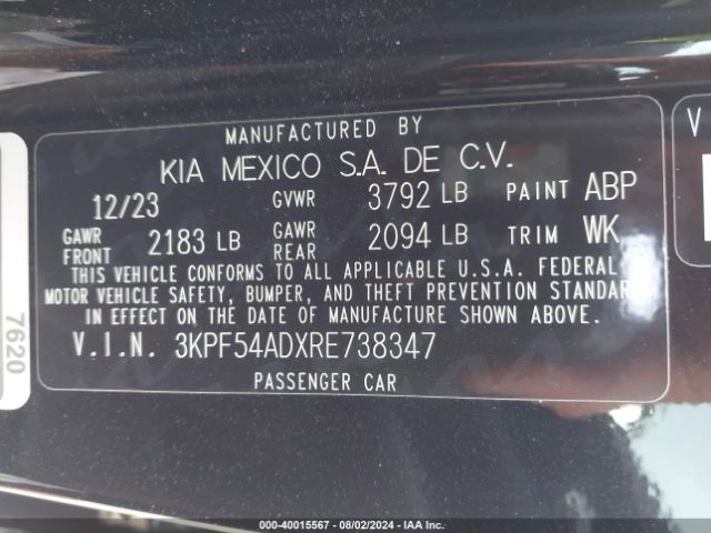 Photo 8 VIN: 3KPF54ADXRE738347 - KIA FORTE 