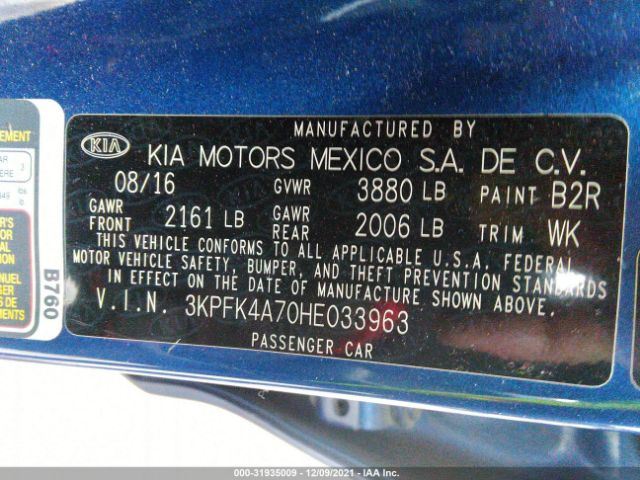 Photo 8 VIN: 3KPFK4A70HE033963 - KIA FORTE 