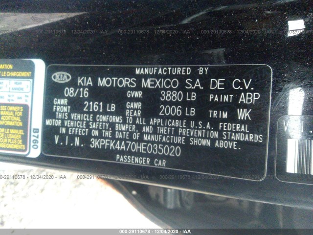 Photo 8 VIN: 3KPFK4A70HE035020 - KIA FORTE 