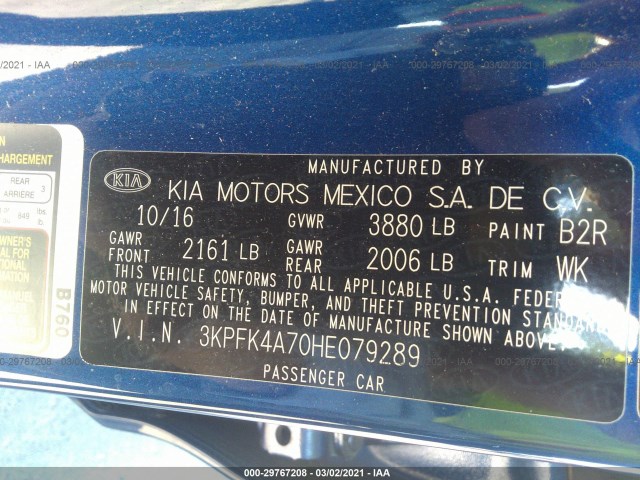 Photo 8 VIN: 3KPFK4A70HE079289 - KIA FORTE 