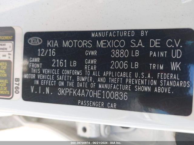 Photo 8 VIN: 3KPFK4A70HE100836 - KIA FORTE 