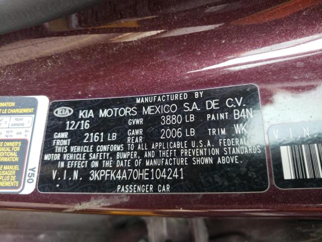 Photo 9 VIN: 3KPFK4A70HE104241 - KIA FORTE LX 