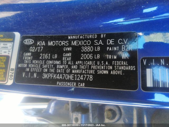 Photo 8 VIN: 3KPFK4A70HE124778 - KIA FORTE 