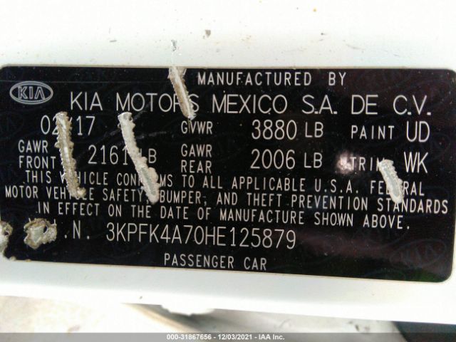 Photo 8 VIN: 3KPFK4A70HE125879 - KIA FORTE 