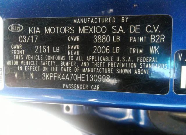 Photo 8 VIN: 3KPFK4A70HE130998 - KIA FORTE 