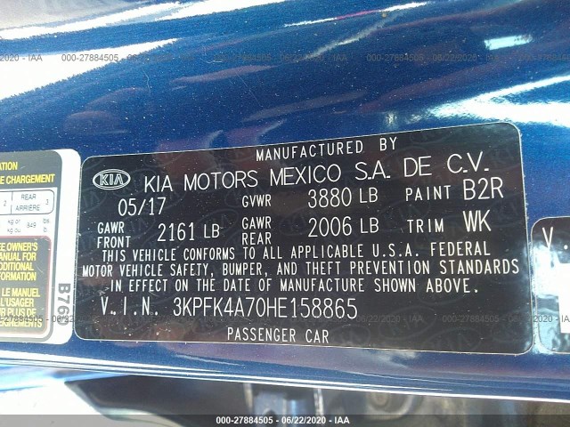 Photo 8 VIN: 3KPFK4A70HE158865 - KIA FORTE 