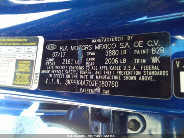 Photo 8 VIN: 3KPFK4A70JE180760 - KIA FORTE 