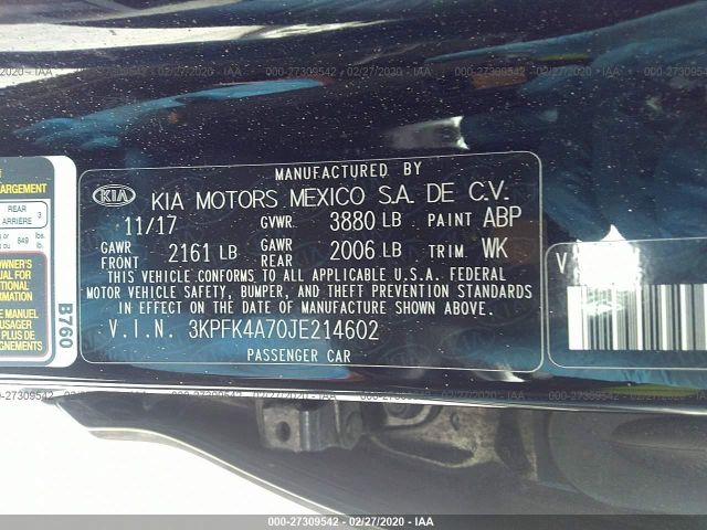 Photo 8 VIN: 3KPFK4A70JE214602 - KIA FORTE 