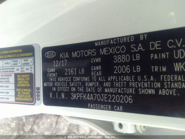 Photo 8 VIN: 3KPFK4A70JE220206 - KIA FORTE 