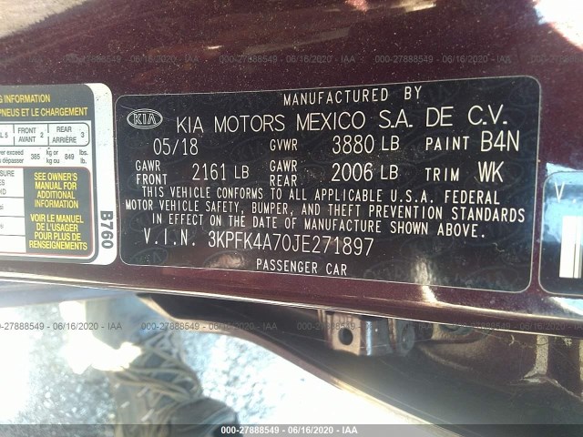 Photo 8 VIN: 3KPFK4A70JE271897 - KIA FORTE 