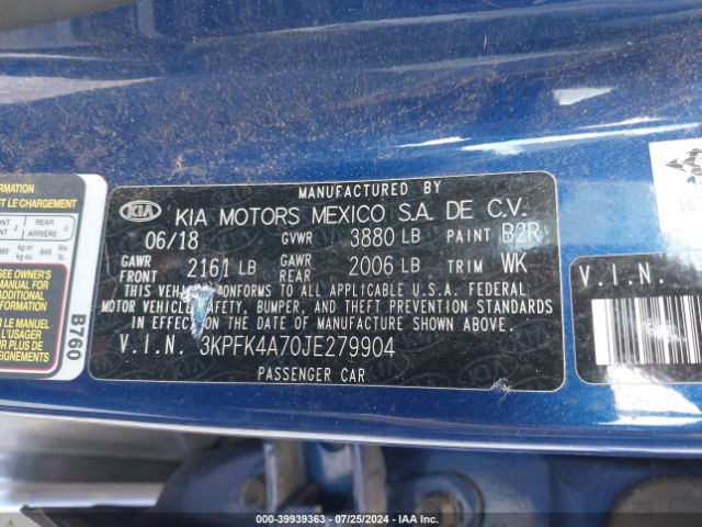 Photo 8 VIN: 3KPFK4A70JE279904 - KIA FORTE 