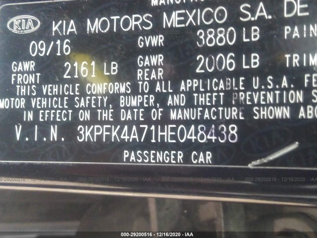 Photo 8 VIN: 3KPFK4A71HE048438 - KIA FORTE 