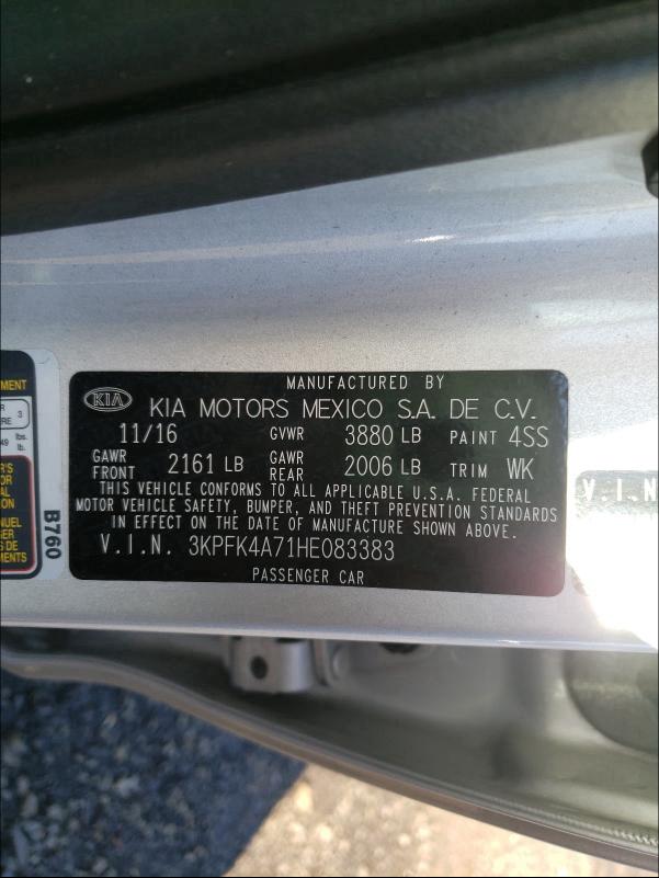 Photo 9 VIN: 3KPFK4A71HE083383 - KIA FORTE LX 