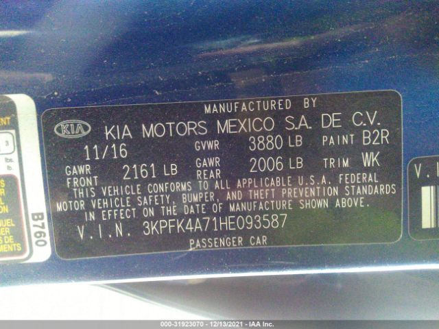 Photo 8 VIN: 3KPFK4A71HE093587 - KIA FORTE 