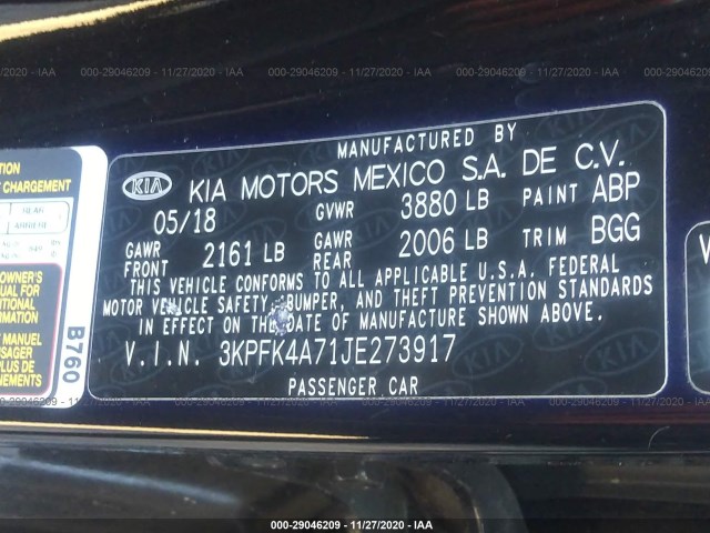 Photo 8 VIN: 3KPFK4A71JE273917 - KIA FORTE 