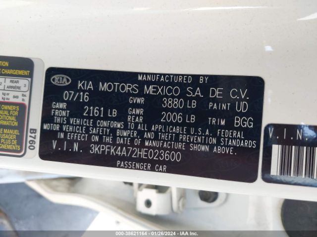 Photo 8 VIN: 3KPFK4A72HE023600 - KIA FORTE 