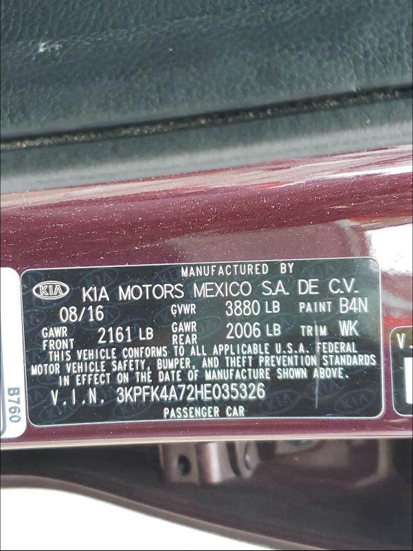 Photo 9 VIN: 3KPFK4A72HE035326 - KIA FORTE LX 