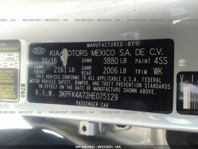 Photo 8 VIN: 3KPFK4A72HE075129 - KIA FORTE 