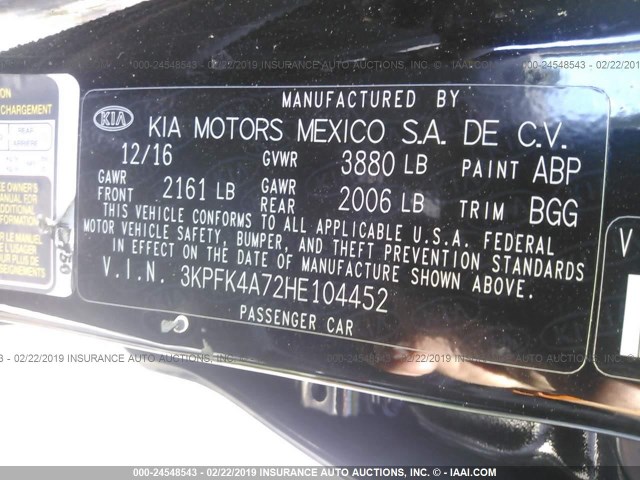 Photo 8 VIN: 3KPFK4A72HE104452 - KIA FORTE 